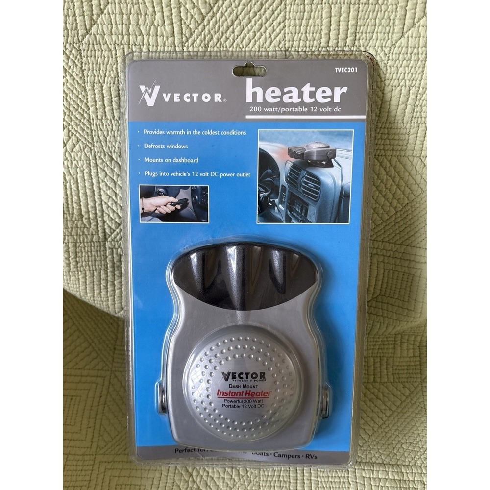 Vector TVEC201 Auto Car Dash Mount Heater 200 Watt Portable 12 Volt DC New